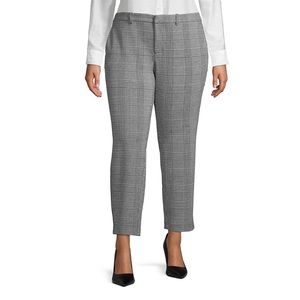 Lord & Taylor Woman slim fit ankle pants size  0X  14/16 plaid black white check